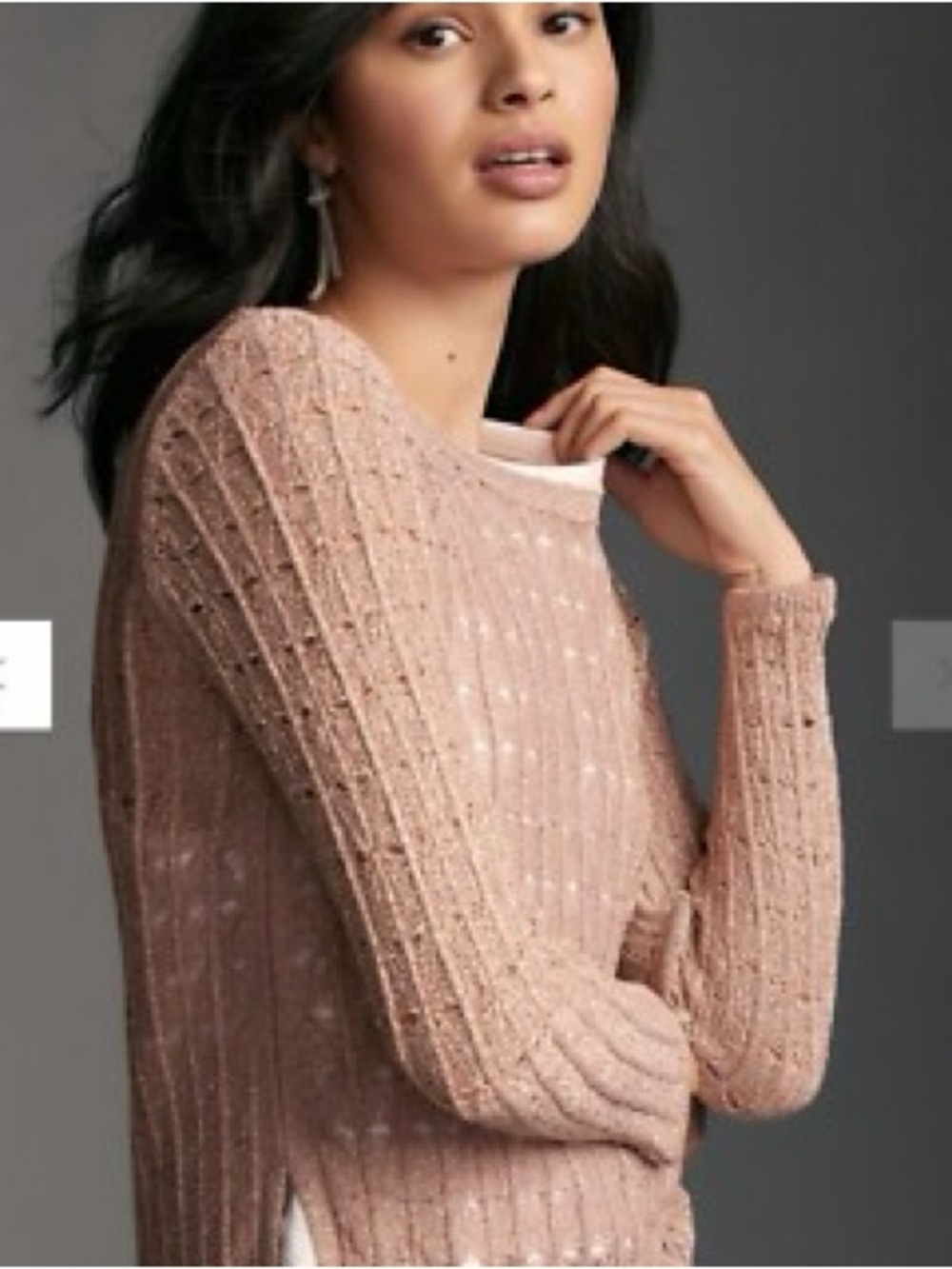 Pilcro Women's Blush Pink Ribbed Knit Sweater